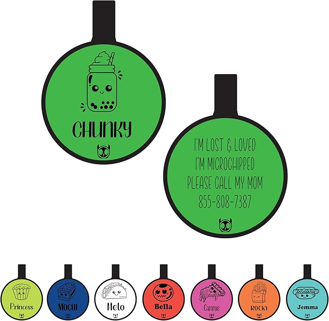 Silent Identification with Waterproof and Durable Silicone Dog Tags: Lightweight, Allergen-Free, and Customizable Round Foods Green