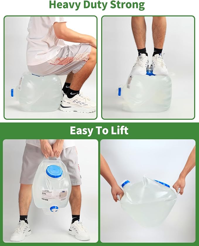 1 Pack 5.3 Gallon Collapsible Water Container Camping Water Container with Spigot,Portable Collapsible Water Jug Water Storage Containers for Outdoors Traveling Emergency