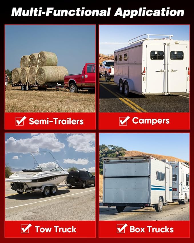 Saker Wireless Trailer Lights Magnetic, 2.4GHz Remote LED Tow Kit with 100FT Range & 1-Mile Visibility, USB-C Charging IP65 Waterproof for Trucks, RVs, Boats, Trailers