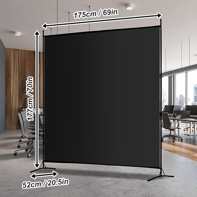 Single Large Panel Room Divider, 6 Ft Tall Privacy Screen Room Divider,Freestanding Room Partition Wall Divider,Lightweight Room Divider Screen for Home Office,69''W x 70''H, Black