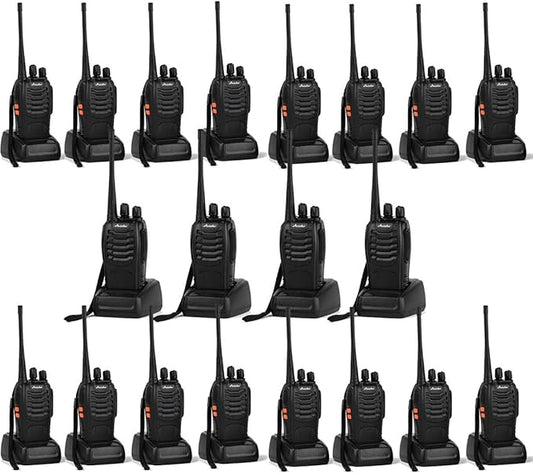 20 Pack Walkie talkies Long Range with Earpiece Rechargeable UHF 2 Way Radio 16-Channel for Outdoor Warehouse Factory Security Com Travel etc.(Pack of 20)