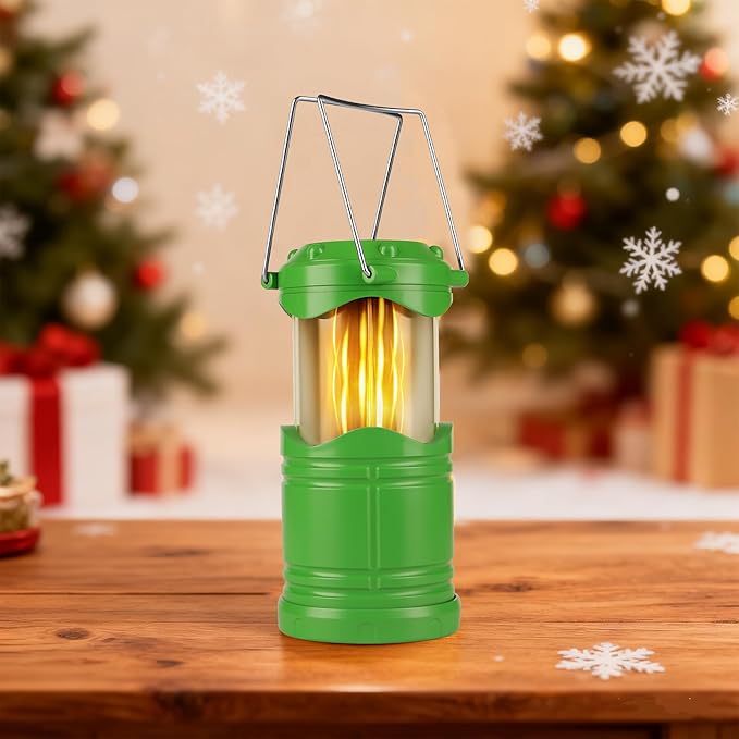 Lichamp 4 Pack LED Camping Lanterns, Collapsible Flameless Candles Tea Lights, Portable Battery Powered Camping Lights Emergency Supplies Kit, Green