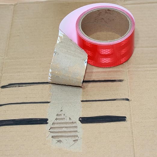 Industrial Non Fading Reflective Tape Red Outdoor Waterproof 2 inch, High Visibility Safety Warning Adhesive Stickers (10 feet)