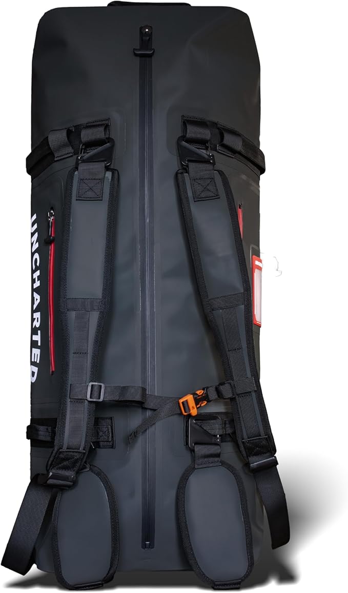 Uncharted Supply Co. The Vault Waterproof Duffel Bag - Airtight bag with Backpack Straps, Carry-On Size, Perfect for travel, boating, camping, recreation. (Black, 100L)