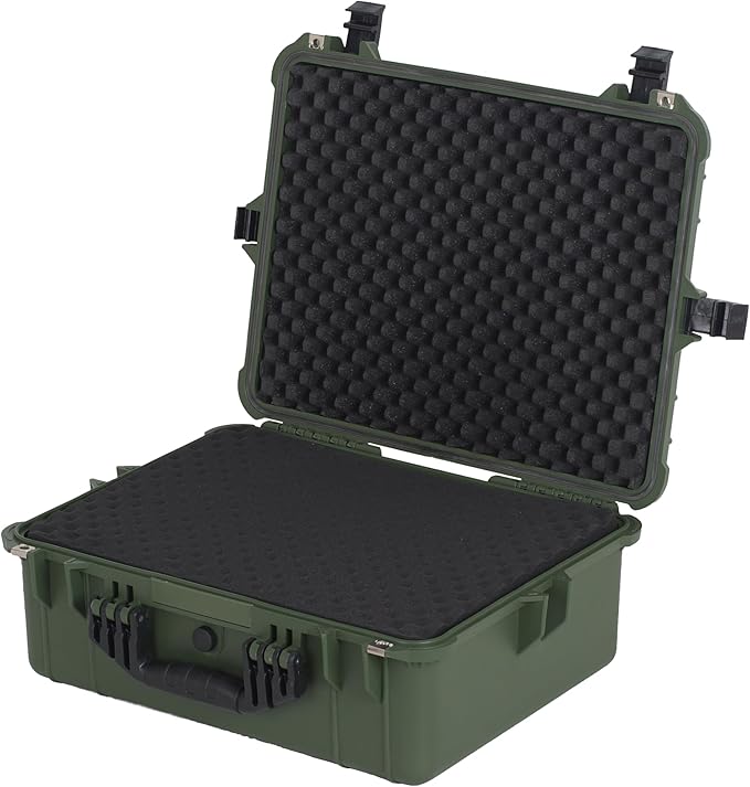MEIJIA Portable All Weather Waterproof Protective Hard Case,Compact Camera Case with Customizable Fit Foam,Fit Use of Drones,Camera,Equipments,20.62 x16.85x8.11inches (Green)