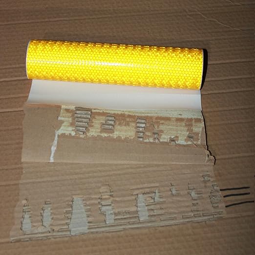 Industrial Reflective Tape Yellow 10 inch Wide, Outdoor Waterproof High Visibility Safety Warning Adhesive Reflector Strips (10 feet)