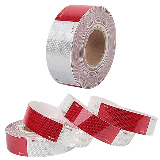Waterproof Reflective Safety Tape Roll 2"X150' Feet Long Yellow Black DOT C2 Auto Truck Safety Reflector Strips Self-adhesive Conspicuous Safety Hazard Caution Warning Sticker for Vehicle Car TrailerW