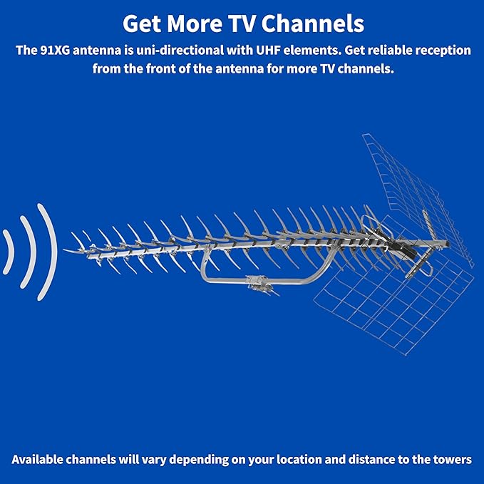 Antennas Direct Yagi Uni-Directional UHF Outdoor HDTV Antenna, 70+ Mile Range, 4K 8K UHD NEXTGEN TV – w/All-Weather Adjustable Mounting Hardware