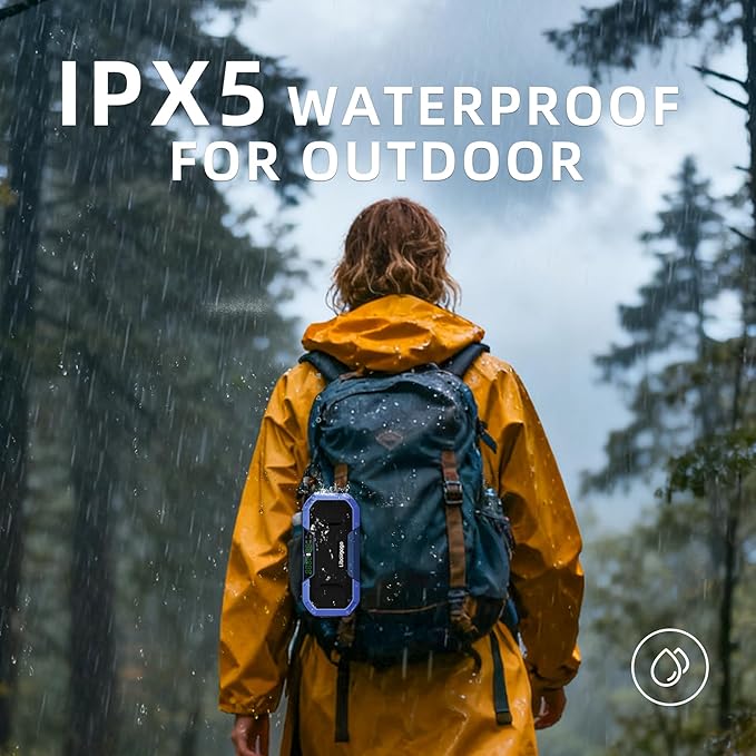 Emergency Radio Waterproof Bluetooth Speaker,Portable Digital AM FM Radio with 5000mAH Cell Phone Charger,Flashlight,Reading Lamp,Hand Crank NOAA Weather Radio with Solar Panel,Emergency Survival Kit
