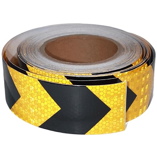 Reflective Tape Yellow Black 2 Inch x 68 Feet, Outdoor Waterproof Warning Reflector, Night Safety Stickers for Bicycles