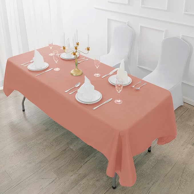 Fokitut 2 Pack Waterproof Rectangle Tablecloth, 90x156 Inch,Stain Resistant and Wrinkle Polyester Table Cloth, Fabric Table Cover for Kitchen Dining, Wedding, Party, Holiday Dinner-Dusty Pink