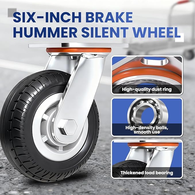 Heavy Duty Platform Truck with 6-Inch Brake Silent Wheels, Foldable Push Cart with Detachable Steel Wire Fence, Flat Hand Trucks for Gardens, Warehouses, Workshops (43.3 * 25.6 * 42.2in)