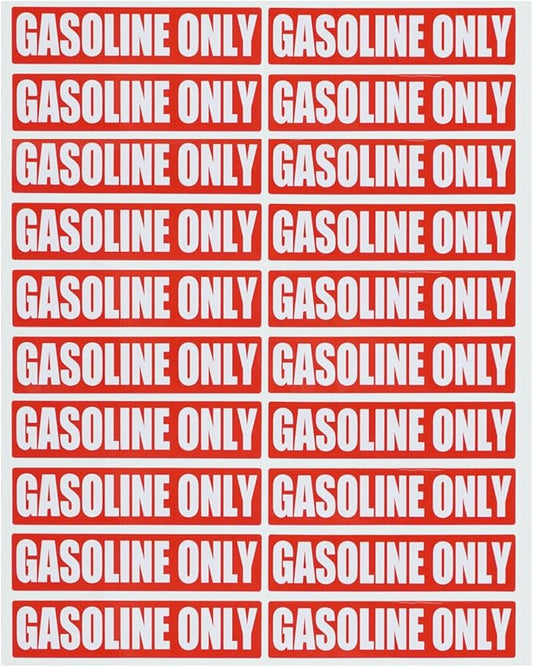 20PCS Gasoline Only Decal Stickers Vinyl Labels for Fuel Caps Cars Trucks Small Size Durable Weather Resistant 0.75 Inch x 3.25 Inch