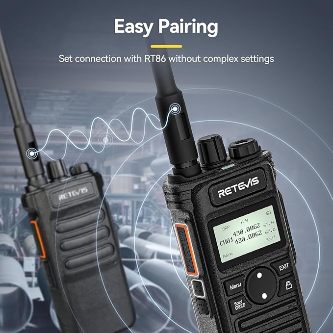 (2nd Gen RT86) Retevis RT86S Walkie Talkies with Shoulder Mic, Long Range 2 Way Radio with LCD Screen, Group Call, Type-C Charging, NOAA, Heavy Duty Two Way Radio, Business Radio for Industry(4 Pack)