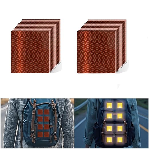 Non Fading Brown Reflective Stickers 3 inch X 3 inch, Outdoor Waterproof High Visibility Warning Safety Adhesive Reflector Tape (20 Pcs)