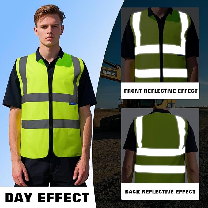 BeautyWill Custom Logo Safety Vest S,M,L,XL,2XL,3XL,4XL Personalized Safety Vest High Visibility Apparel