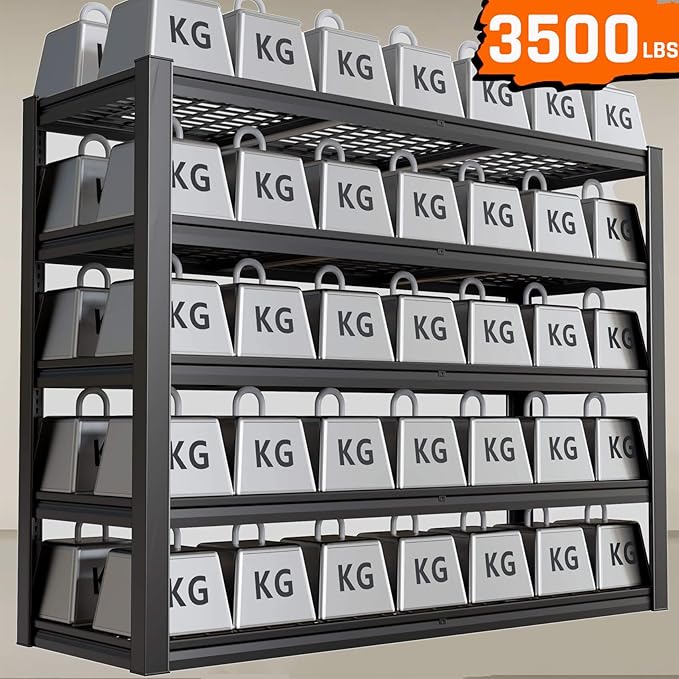 30" D Storage Shelves, 65" W Garage Shelving Heavy Duty Metal Adjustable Garage Shelves, 5 Tier Shelving Units Industrial Shelving for Warehouse, 65" W x 30" D x 79" H