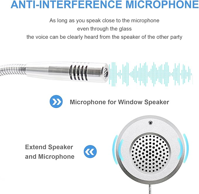 CallToU Window Speaker Intercom System,Anti-Interference Intercommunication Talk Through Glass Window,Intercom System for Business,Bank,Office,Hospital,Counter,Store,Station,Medical Center