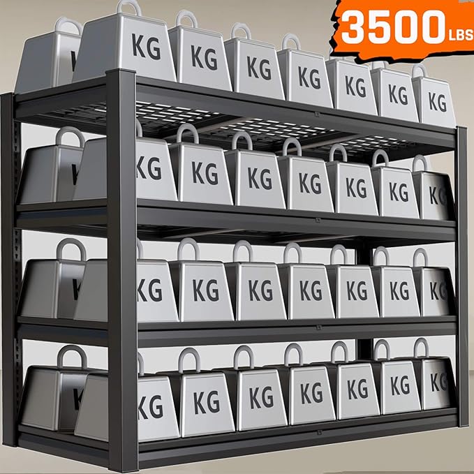 36" D Storage Shelves, 68" W Garage Shelving Heavy Duty Metal Adjustable Garage Shelves, Shelving Units Industrial Shelving for Warehouse, 68" W x 36" D x 68" H,Black