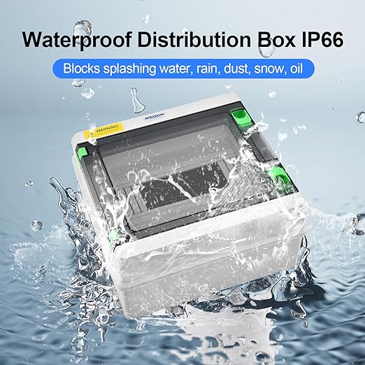 Mollom 18 Way HA Series Power Distribution Box with Bus Bars and Din Rail for Miniature Circuit Breaker MCB,Waterproof IP66,Solar Power Distribution Panel for Indoor and Outdoor Use