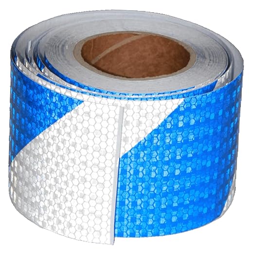Reflective Tape Blue White 4 Inch x 68 Feet, Outdoor Waterproof Warning Reflector, Night Safety Stickers for Vehicles