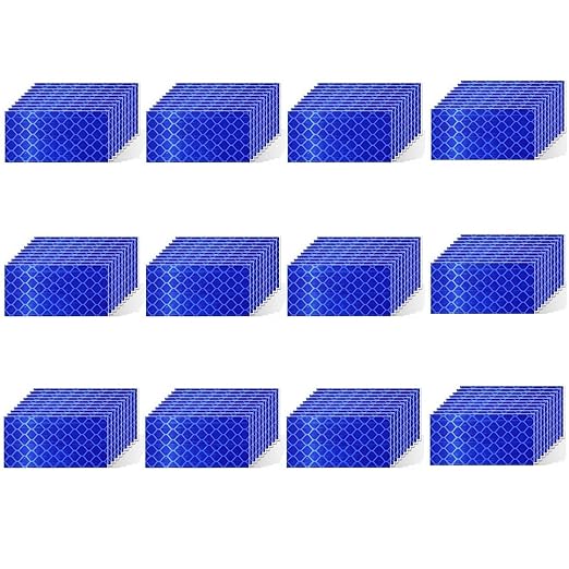 Blue Reflective Stickers 1 inch X 2 inch, Outdoor Waterproof High Visibility Warning Safety Adhesive Reflector Tape (120 Pcs)