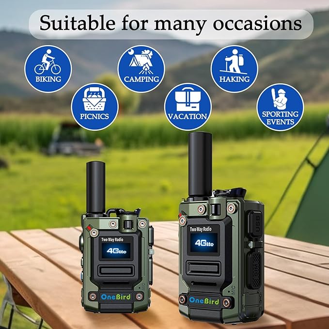 Global-walkie-Talkie-Unlimited-Range-radios-Long Range walkie talkies Cards-radios Unlimited Range with sim Cards-Out of State walkie-Talkie ptt Button-Two Way Talk Talkie-2Pack Dark Green