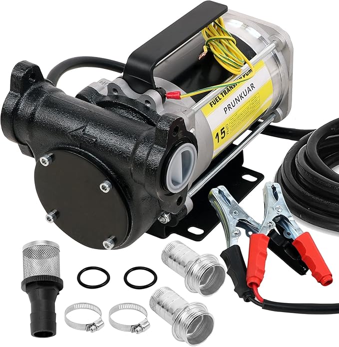 12V Automatic Gasoline Fuel Transfer Pump Kit,15 GPM Heavy-duty Self Priming Portable Self-priming Fuel Oil Transfer Pump for Gasoline, Diesel, Kerosene, Mineral Spirits and More