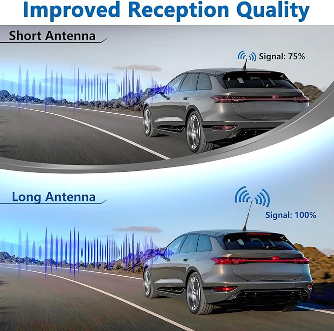 Car Antenna Replacement, 9 Inch Flexible Rubber Vehicle Roof Mounted Antenna Mast Universal AM FM Car Radio Antennas for Cars Trucks SUVs, with M4 M5 M6 Threaded Adapters