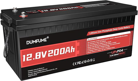 12V 200Ah LiFePO4 Lithium Battery,200A BMS,Max.2560W Load Power,15000+ Deep Cycles,10-Year Lifespan, Ideal for RV, Solar Energy Storage,Home Energy Storage and Off-Grid Camping