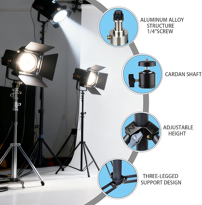 Light Stand，110 inches/2.8 Meters Adjustable，Capable of Supporting Up to 20KG Light Tripod，It Features A Gimbal and is Suitable for Fill Lights，Softboxes, Cameras, and Live Video Recording