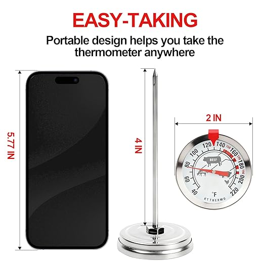 Meat Thermometer Cooking Thermometer Stainless Steel Kitchen Thermometer Temperature Labeled for Poultry Pork Beef 2Pcs