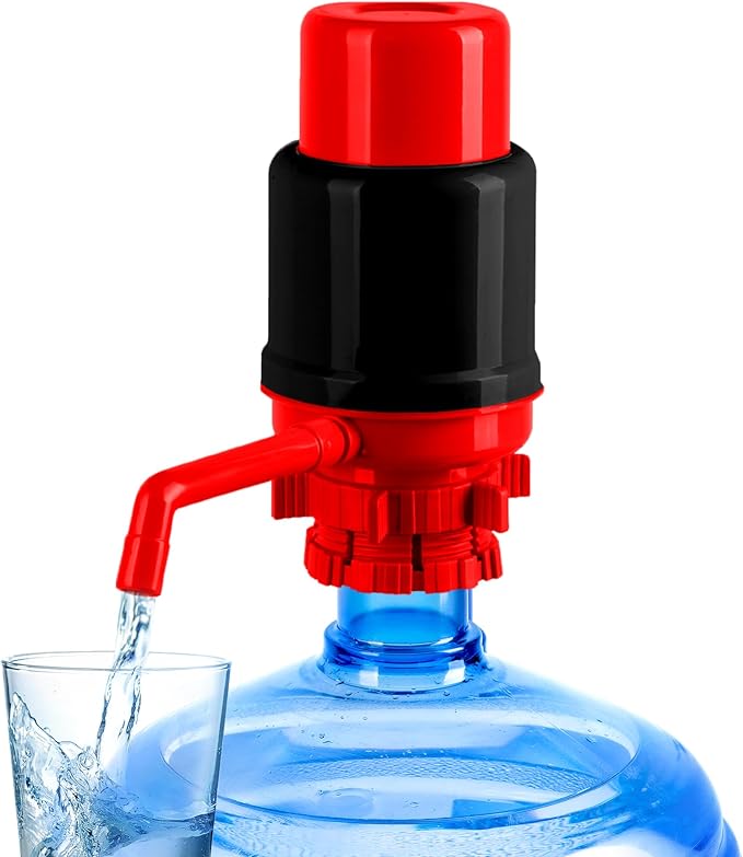 Manual Water Pump for 5 Gallon Bottle – Universal Fit for Crown Top and Screw Top Jugs - Adjustable Tubs, Protective Spout Cap, Cleaning Brush, BPA-Free Food-Grade Materials – 5 Gallon Water Pump
