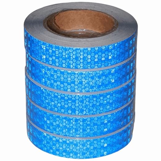 Industrial Reflective Tape Blue 1 inch Wide, Outdoor Waterproof High Visibility Safety Warning Adhesive Strips (66 feet, 5 Rolls)