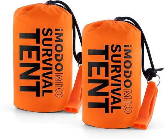 Emergency Survival Tent Life Shelter - 2 Person Mylar Emergency Shelter Tube Tent with Emergency Whistle & Paracord, All-Weather Essential Survival Gear for Camping, Hiking & Survival Kits