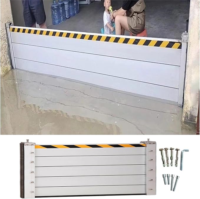 Flood Barrier Shield Aluminum, 3/4/5/6/7/8/9/10/11/12/13/14/15/16ft Long Water Barriers for Flooding Reusable, Homes Door Garage Doorway Flood Prevention Barriers,Small Commercial(H 3.3ft(100cm),15.8f
