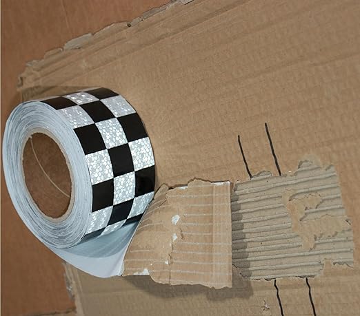 Black and White Reflective Tape 3 Inch x 168 Feet, Outdoor Waterproof Conspicuity Strong Adhesive Reflector for Vehicles