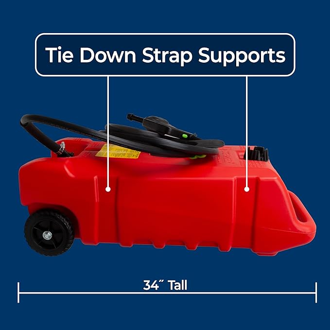 Scepter 14 Gallon Gas Caddy with Electric Fuel Pump, Flo ‘N Go Powered Portable Fuel Tank with Fill-Rite Transfer Pump and 10-Foot Hose for Farm, Marine, Commercial, and Home Use, Gasoline, Red
