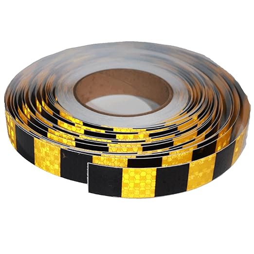 Yellow Black Reflective Tape Outdoor Waterproof 1 inch X 166 feet, High Visibility Hazard Conspicuity Safety Industrial Marking Tape