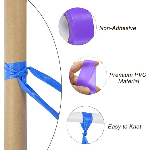MECCANIXITY Flagging Tape,12 Pcs Non-Adhesive Plastic Neon Survey Marking Tape 1 Inch x 98 Feet for Tree Hunting Boundaries Hazardous Areas Marking Ribbon Purple