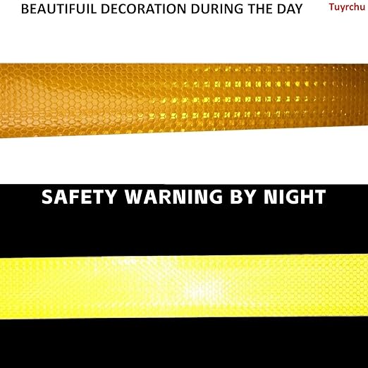 Industrial Reflective Tape Yellow 2 inch for Bikes, Outdoor Waterproof High Visibility Safety Adhesive Stickers Strips (66 feet, 10 Rolls)