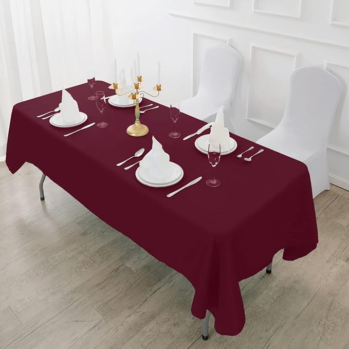Fokitut 2 Pack Waterproof Rectangle Tablecloth, 60x120 Inch,Stain Resistant and Wrinkle Polyester Table Cloth, Fabric Table Cover for Kitchen Dining, Wedding, Party, Holiday Dinner-Burgundy