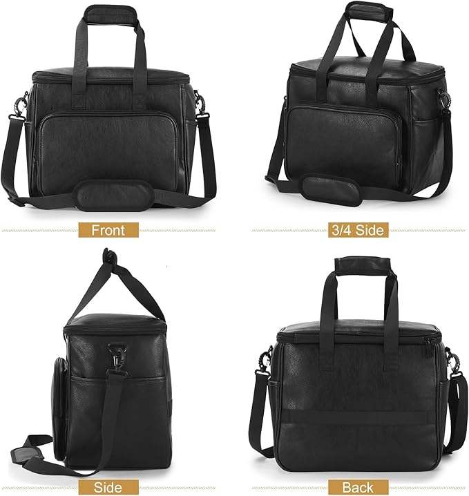 Dog Travel Bag, Leather Travel Pet Bag Set for Dog and Cat, Airline Approved Tote Organizer with Multi-Function Pockets, 2 Food Storage Containers, 2 Collapsible Bowls