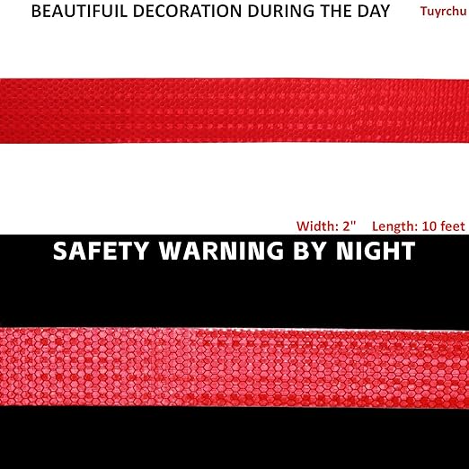 Red Reflective Tape 2 inch Wide for Bikes, Outdoor Waterproof High Visibility Safety Warning Reflector Sticker Strips (11 feet)