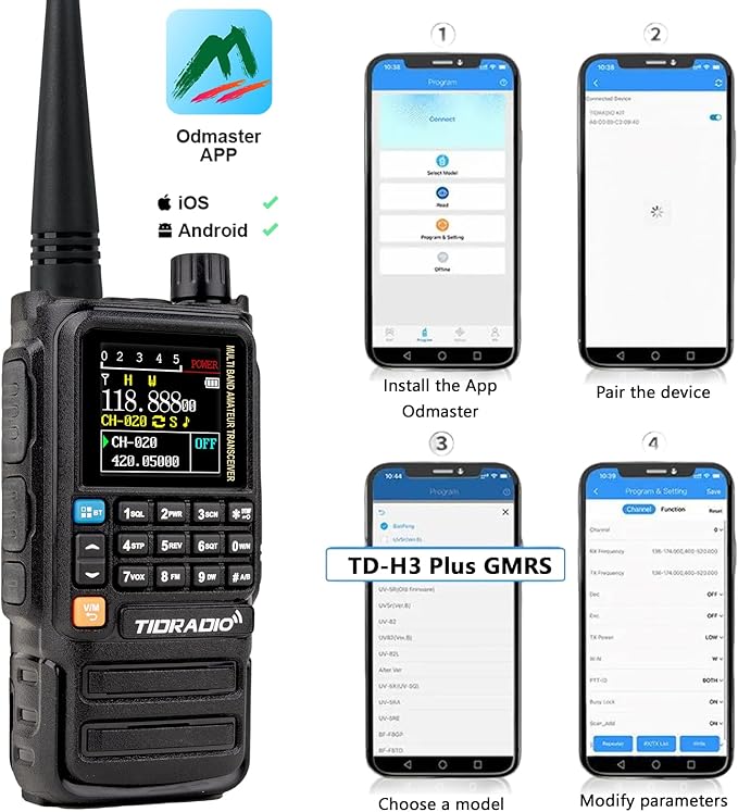 TIDRADIO TD-H3 Plus GMRS Handheld Radio Long Range Walkie Talkies USB-C Charging & Wireless Programming Multi-band Rechargeable Two Way Radios 2500mAh Battery NOAA Weather Radio Frequency Copy -2 Pack