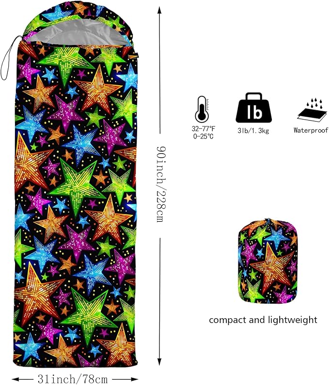 QOOMO Camping Sleeping Bags,3 Season Warm & Cool Weather,Lightweight,Waterproof Sleeping Bags for Adults & Kids,Traveling,and Outdoors,Camping Gear Equipment