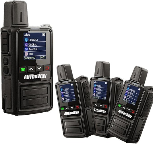 Lifetime Free 4G LTE Walkie Talkie - Unlimited Range Two-Way Radio, Admin Group Control, PTT Button, Requires SIM Card for Team Communication (K360-SIM-4Packs)
