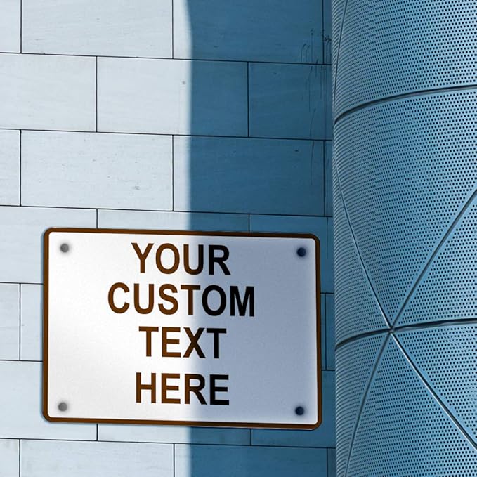 Aluminum Weatherproof Metal Sign Multiple Sizes Custom Personalized Text Here White Brown Recreational Horizontal Street Signs 10x7Inches