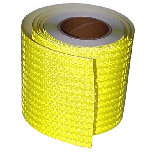 Fluorescent Yellow Reflective Tape Outdoor Waterproof 6 inch Wide, High Visibility Warning Safety Industrial Marking Tape (66 feet)