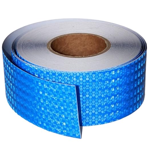 Industrial Reflective Tape Blue 3 inch Wide, Outdoor Waterproof High Visibility Safety Warning Adhesive Reflector Strips (166 feet)